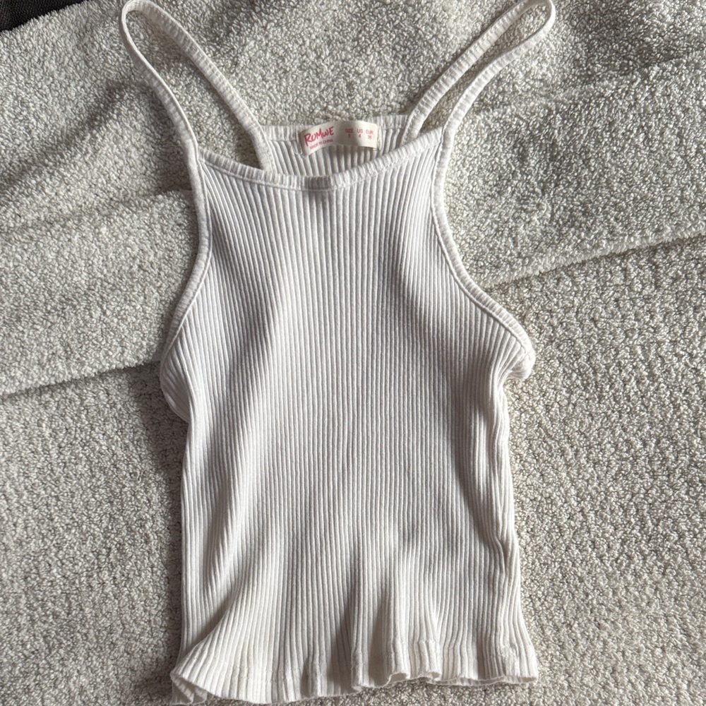 ROMWE White Ribbed Camisole